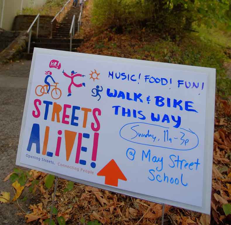 In September 2018 we helped organize Streets Alive! – a street-party-meets-activist event that temporarily closed a few traffic lanes in the Heights to vehicles so that people of all ages could freely walk, bike, play and share food, music and art with their neighbors. We were especially excited about creating demonstration crosswalks and bike lanes on  12th and 13th Streets to model a safer, friendlier Heights streetscape.